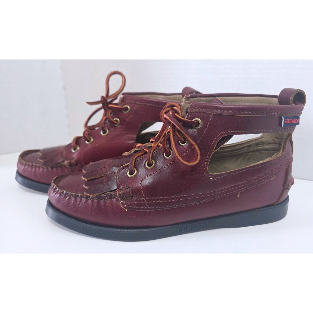 Sebago/Ronnie‎ Fieg Angelique Burgundy Leather Ankle Boots Kiltie Cutout NWOT 7M